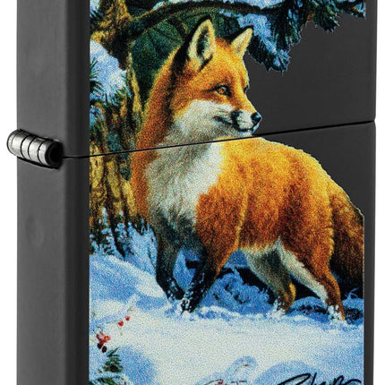 Zippo Linda Pickens Fox Design Black Matte Pocket Lighter 48596-103769