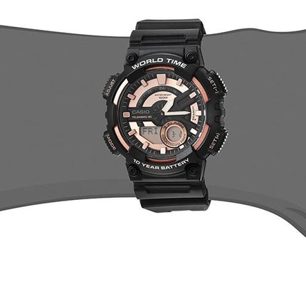 Casio Men's AEQ-110W-1A3V Telememo Analog-Digital Display Quartz Black Watch