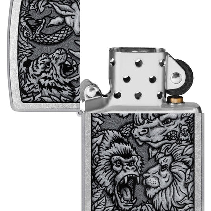 Zippo Jungle Design Street Chrome Pocket Lighter 48567-104130