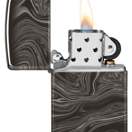 Zippo Marble Pattern 360 Design High Polish Black Pocket Lighter 49812-094327