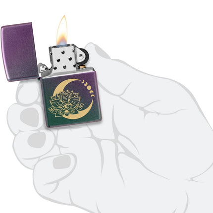 Zippo Lotus Moon Design Iridescent Pocket Lighter 48587-104156