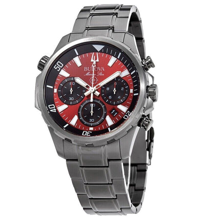 Bulova Men's Marine Star Chronograph Quartz Red Dial Watch - 98B350
