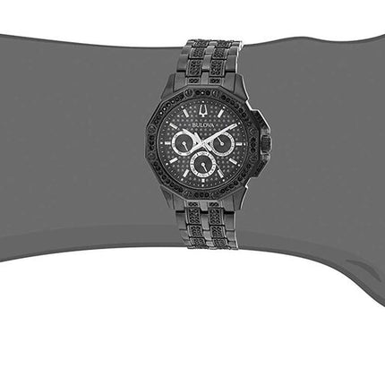 Bulova Men's Crystals Octava Black Ion Plated Quartz Watch 98C134