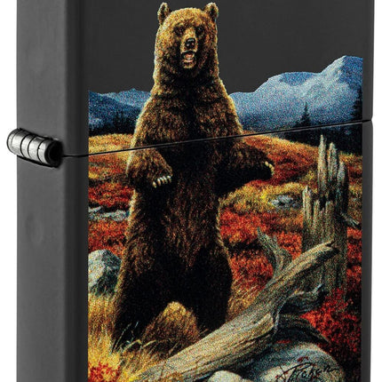 Zippo Linda Pickens Bear Design Black Matte Pocket Lighter 48597-103770