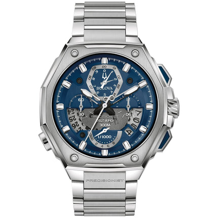 Bulova Men's Precisionist Chronograph Blue Dial Stainless Steel Watch 96B349