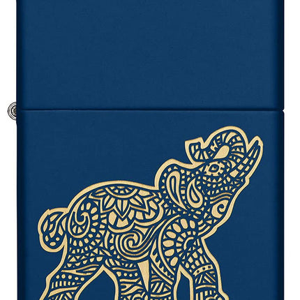 Zippo Lucky Elephant Design Navy Matte Pocket Lighter 49515