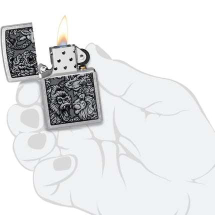 Zippo Jungle Design Street Chrome Pocket Lighter 48567-104130