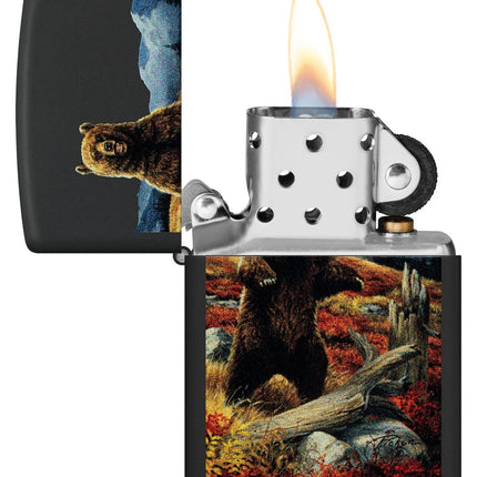 Zippo Linda Pickens Bear Design Black Matte Pocket Lighter 48597-103770