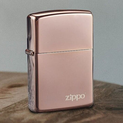 Zippo High Polish Rose Gold Zippo Logo Pocket Lighter
