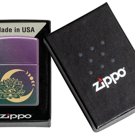 Zippo Lotus Moon Design Iridescent Pocket Lighter 48587-104156