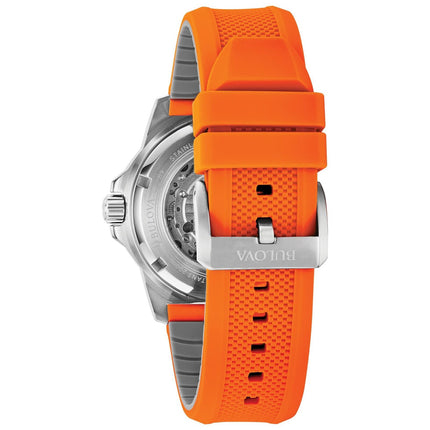 Bulova Men's Marine Star 'Series A' Automatic Watch Orange Silicone Strap 98A226