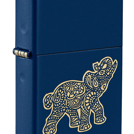 Zippo Lucky Elephant Design Navy Matte Pocket Lighter 49515