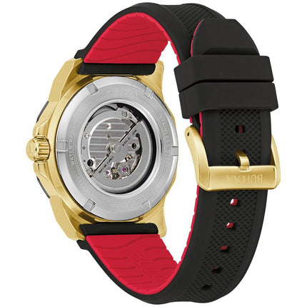 Bulova Men's Marine Star Black and Gold-Tone Silicone Strap Watch 98A272