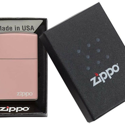 Zippo High Polish Rose Gold Zippo Logo Pocket Lighter