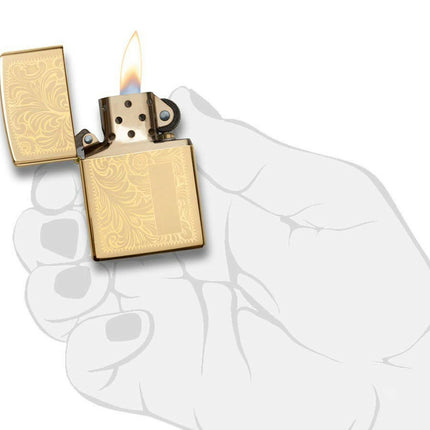 Zippo Lighter High Polish Brass Venetian