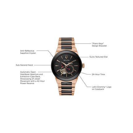 Bulova Men's Automatic Two-Tone Watch Open Heartbeat 98A236