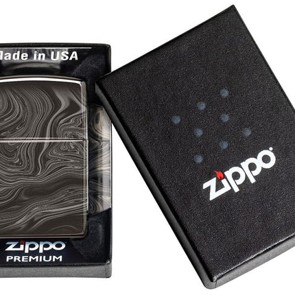 Zippo Marble Pattern 360 Design High Polish Black Pocket Lighter 49812-094327