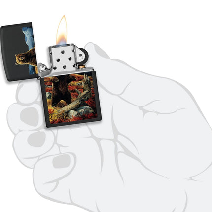 Zippo Linda Pickens Bear Design Black Matte Pocket Lighter 48597-103770
