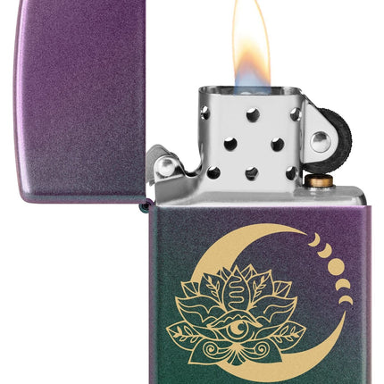 Zippo Lotus Moon Design Iridescent Pocket Lighter 48587-104156