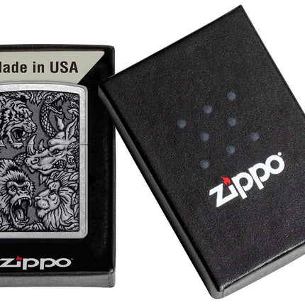 Zippo Jungle Design Street Chrome Pocket Lighter 48567-104130