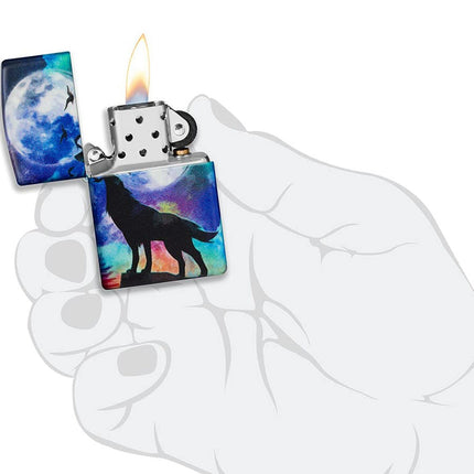 Zippo Howling Wolf and Moon 540 Color Design Pocket Lighter 49683-090881