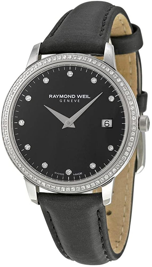 Raymond Weil Toccata Black Dial Diamond Black Leather Ladies Watch 5388-SLS-20081