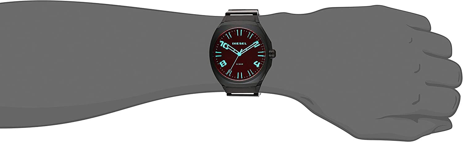 Diesel Men's Stigg Stainless Steel, Nylon Quartz Watch Strap, Black, 30 (Model: DZ1886)
