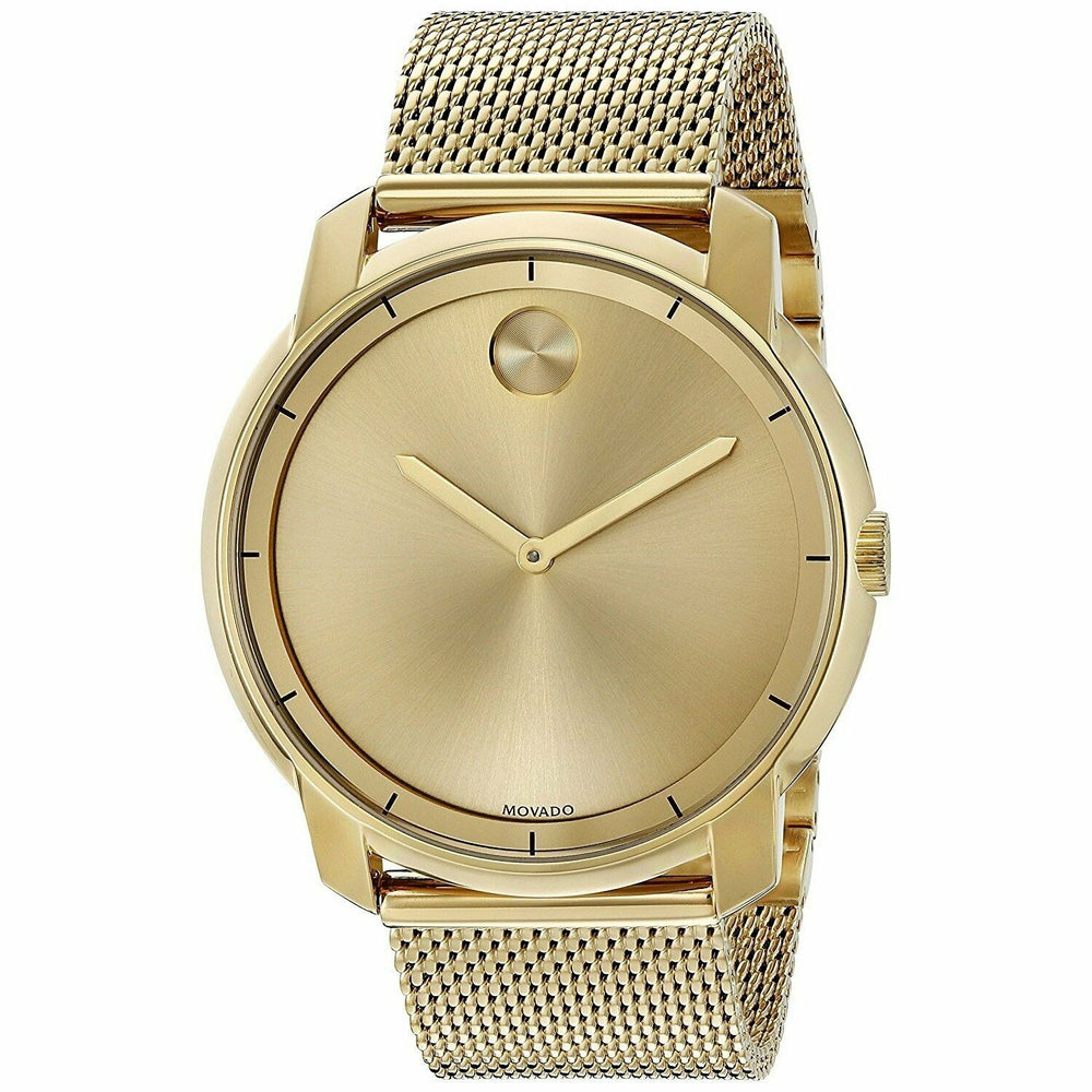 Movado Men's Swiss-Quartz Watch with Gold-Plated-Stainless-Steel Strap, 22 (Model: 3600373)