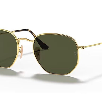 Ray-Ban Hexagonal Polished Gold Frame /G-15 Green Polarized RB3548N 001-5851 NEW