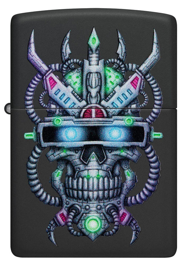 Zippo Cyber Skull Design Black Matte Pocket Lighter 48516-104119