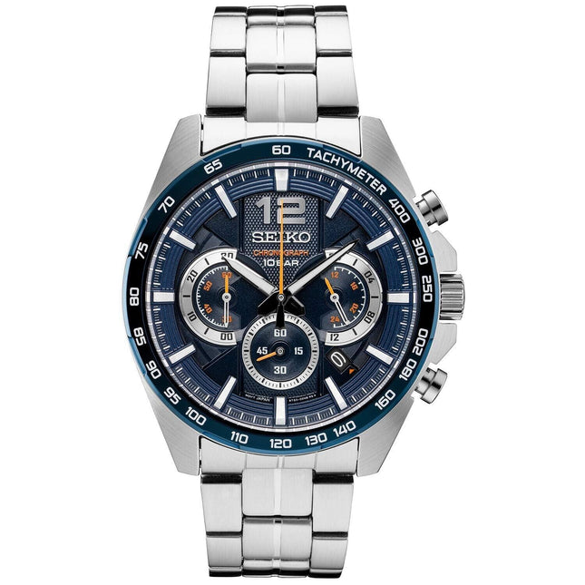 Seiko Essentials Chronograph Quartz Blue Dial Men's Watch SSB345P1