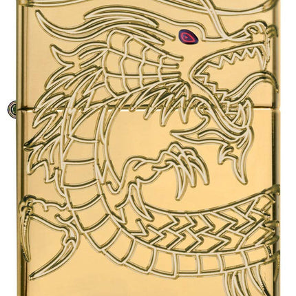 Zippo Chinese Dragon Armor High Polish Gold Plate Pocket Lighter 29265-000008