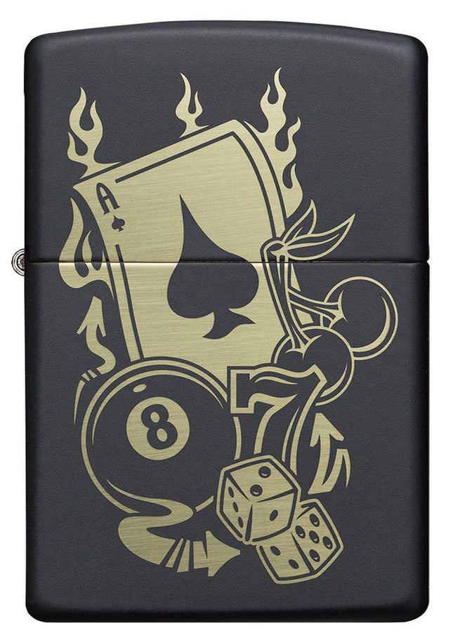 Zippo Gambling Design Black Matte Lighter Black Matte Gambling 49257-083487