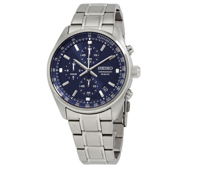 Seiko Men's Chronograph Quartz Blue Dial Watch - SSB377P1 NEW