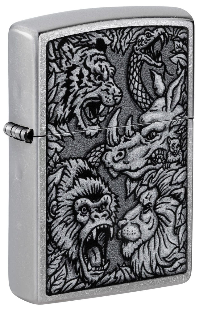 Zippo Jungle Design Street Chrome Pocket Lighter 48567-104130