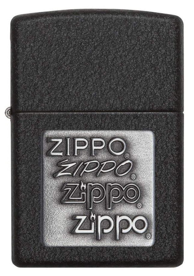 Zippo Pewter Emblem Black Crackle Lighter