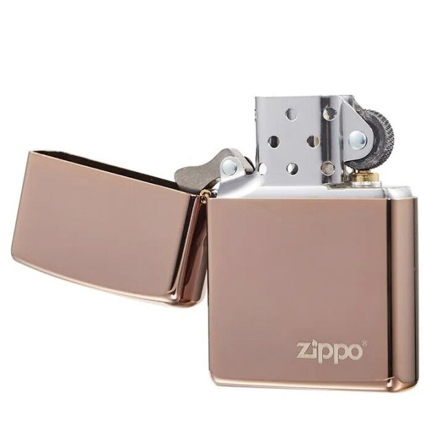 Zippo High Polish Rose Gold Zippo Logo Pocket Lighter