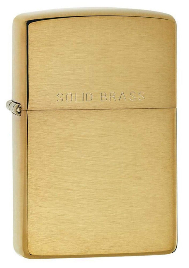 Zippo Solid Pocket Lighter, Brushed Brass with Solid Brass 204-000249
