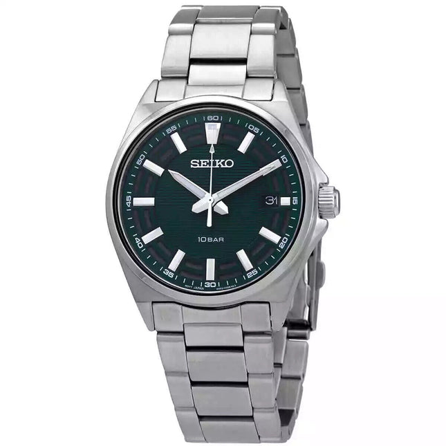 Seiko Men's Quartz Green Dial Stainless Steel Watch - SUR503P1 NEW