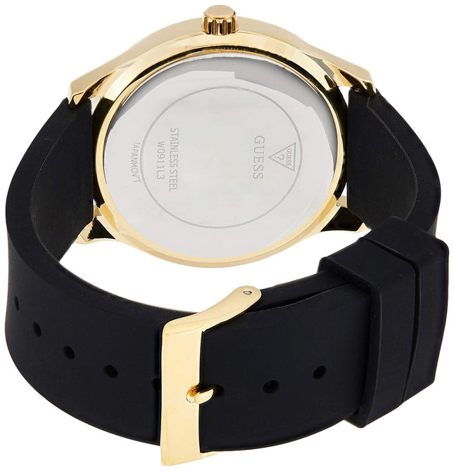 GUESS Womens Analogue Quartz Watch with Silicone Strap W0911L3, Black, Bracelet