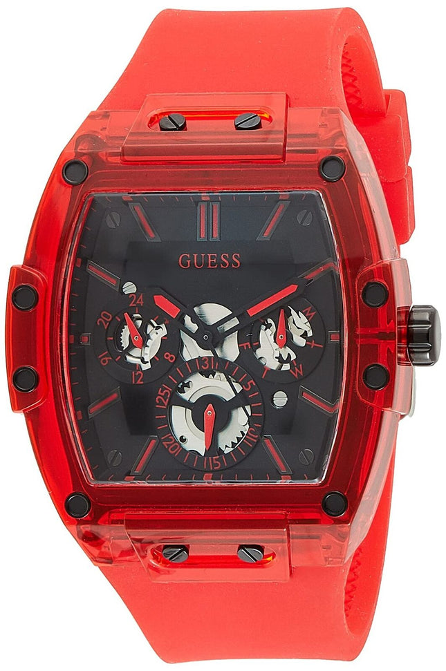 GUESS Men's Polycarbonate Quartz Watch with Silicone Strap Red GW0203G5