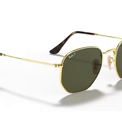 Ray-Ban Hexagonal Polished Gold Frame /G-15 Green Polarized RB3548N 001-5851 NEW