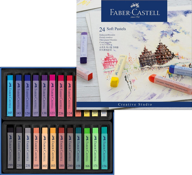 Faber-Castell 128324 Goldfaber Studio Soft Pastel Chalks Pack of 24 Assorted ...