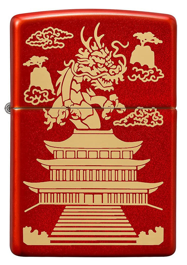 Zippo Eastern Design Metallic Red Pocket Lighter