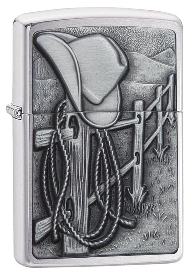 Zippo Resting Cowboy Brushed Chrome Pocket Lighter 24879-000009