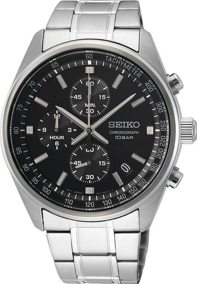 Seiko Chronograph Quartz Black Dial Men's Watch SSB379