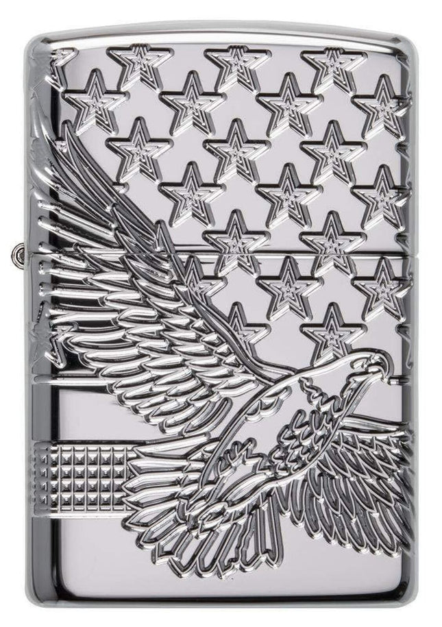 Zippo Patriotic Design Pocket Lighter, High Polish Chrome 49027-072729