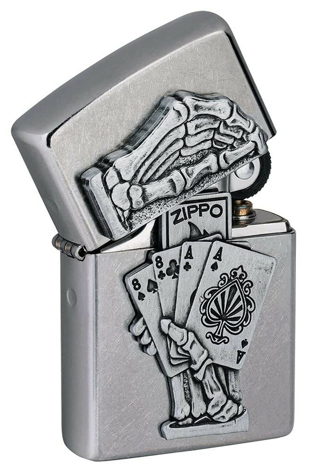 Zippo Dead Mans Hand Emblem Design Pocket Lighter