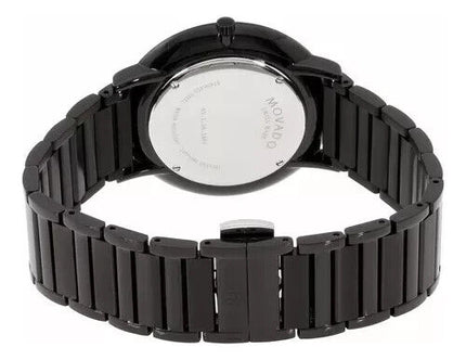 Movado Men's Ultra Slim Black Dial Stainless Steel Watch - 607210 NEW