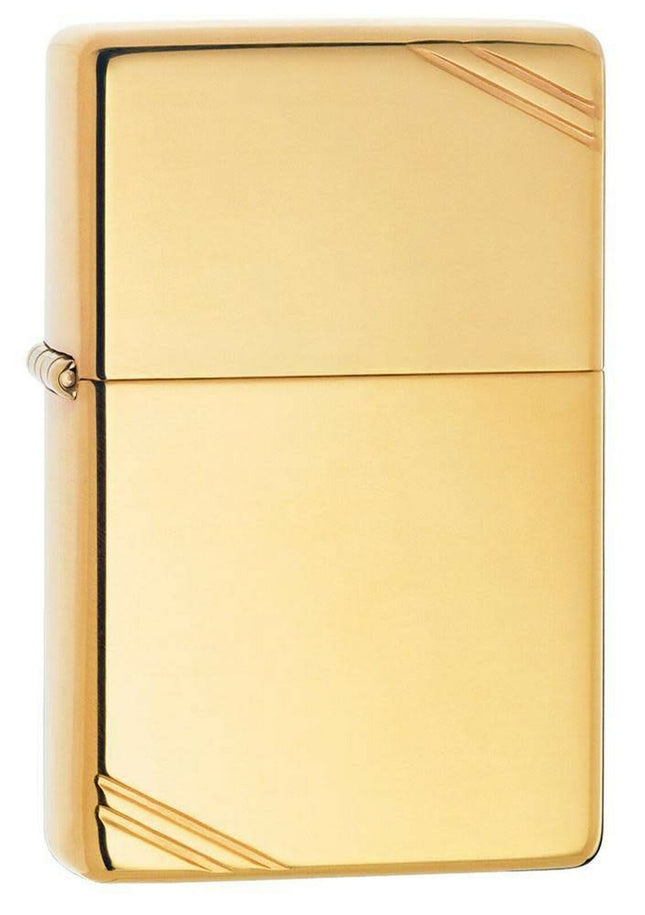 Zippo Vintage High Polish Brass Pocket Lighter with Slashes Pocket Lighter